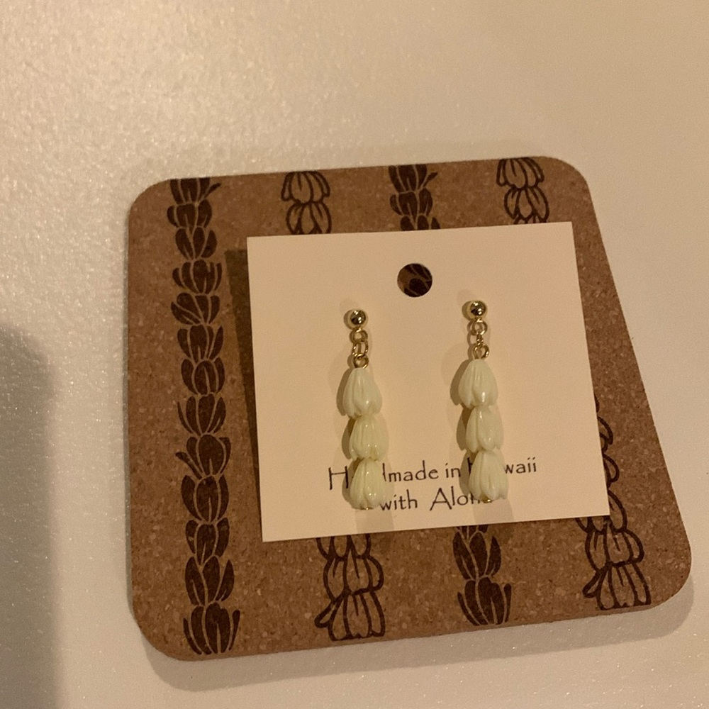 COPY - Hawaiian Pikake Earrings Triple small flower